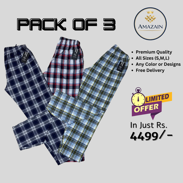 Premium Men’s Home Wear Pants – Check Design (Pack of 3)